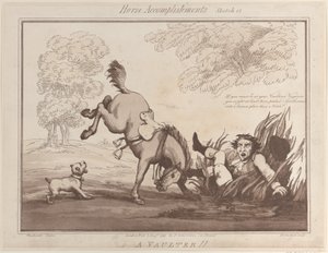 Pferdeleistungen, Skizze 12: Ein Voltigierer!!, 1. August 1799 von Thomas Rowlandson