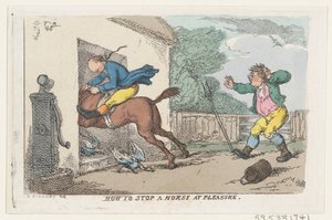 Wie man ein Pferd nach Belieben stoppt, 1803 von Thomas Rowlandson