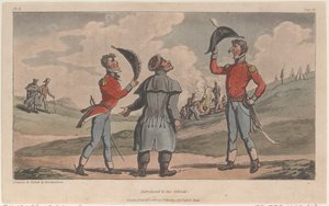 Einführung bei seinem Oberst, aus Die militärischen Abenteuer von Johnny Newcome, 1815 von Thomas Rowlandson