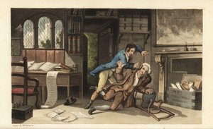 Johnny greift Anwalt Gripe-all in seinem Büro an, nachdem er um 100 Pfund betrogen wurde von Thomas Rowlandson