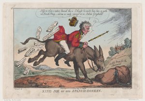 König Joe auf seinem spanischen Esel, 27. August 1808 von Thomas Rowlandson