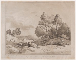 Landschaft mit Figuren, die ein Bündel Holz binden, 21. Mai 1789 von Thomas Rowlandson