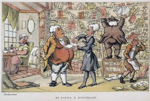 Der Doktor und ein Buchhändler (in „Die drei Reisen des Doktor Syntax: auf der Suche nach dem Malerischen, Trost und einer Frau“ von William Combe, illustriert von Rowlandson) von Thomas Rowlandson