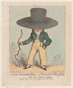 Leichter Sommerhut und modische Spazierstöcke für das Jahr 1801, 10. Juli 1801 von Thomas Rowlandson