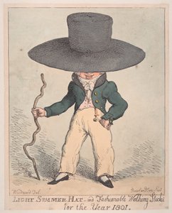 Leichter Sommerhut und modische Spazierstöcke für das Jahr 1801, 10. Juli 1801 von Thomas Rowlandson