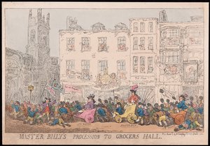 Master Billys Prozession zur Grocers Hall, veröffentlicht 1784 von Thomas Rowlandson