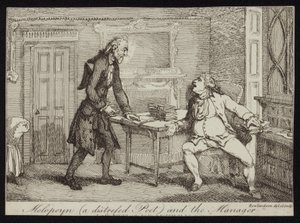 Melopoyn, ein verzweifelter Dichter und der Manager von Thomas Rowlandson