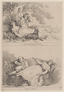 Schläfchen auf dem Land, Schläfchen in der Stadt, 1785 von Thomas Rowlandson