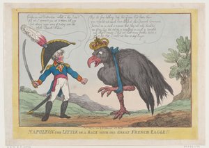 Napoleon der Kleine in Wut mit seinem großen französischen Adler!! von Thomas Rowlandson
