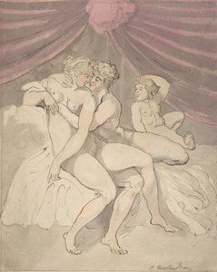 Nacktes Paar in Umarmung, 1780-1827 von Thomas Rowlandson