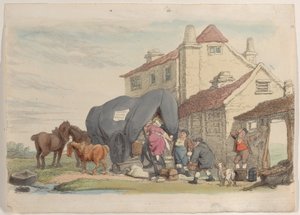 Tafel 26: Ein fliegender Wagen, aus Welt im Miniatur von Thomas Rowlandson