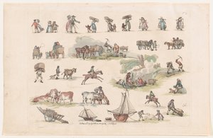 Tafel 2, Umrisse von Figuren, Landschaften und Vieh... für Lernende