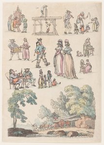 Tafel 5, Umrisse von Figuren, Landschaften und Vieh... für Lernende