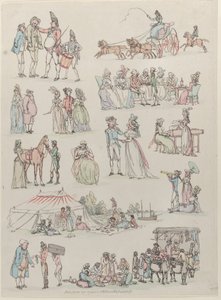 Tafel 7, Umrisse von Figuren, Landschaften und Vieh... für Lernende von Thomas Rowlandson