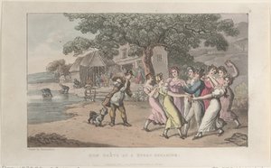 Quae Genus bei einer Schafschur, aus Die Geschichte von Johnny Quae Genus, Der Li..., 1. Februar 1822 von Thomas Rowlandson