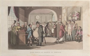 Quae Genus auf der Suche nach Dienst, aus Die Geschichte von Johnny Quae Genus von Thomas Rowlandson