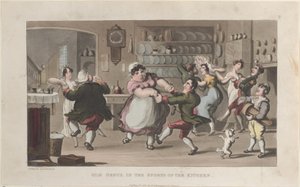 Quae Genus, in den Sportarten der Küche, aus Die Geschichte von Johnny Quae Genus..., 1. August 1821 von Thomas Rowlandson