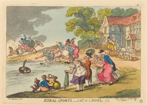 Ländliche Sportarten. Katze in einer Schüssel. Nr.1 von Thomas Rowlandson