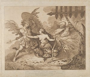 Satan, Sünde und Tod Paradise Lost, Buch der 2. von Thomas Rowlandson