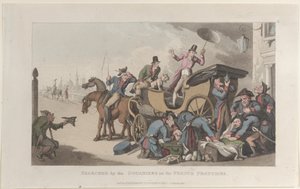 Durchsucht von den Douaniers an den französischen Grenzen, aus Journal of Sentimental Travels in..., 1821