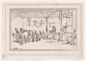 Beschlagen: Die Dorfschmiede, 1787 von Thomas Rowlandson