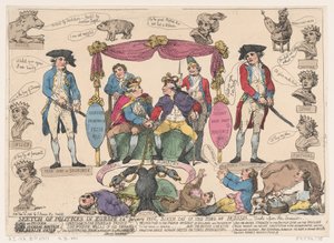 Skizze der Politik in Europa, Geburtstag des Königs von Preußen, 10. Februar 1786 von Thomas Rowlandson