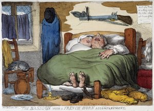 Schlafendes Paar schnarchend - Karikatur von Rowlandson von Thomas Rowlandson