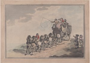 Postkutsche und Sechsergespann, 1786-93 von Thomas Rowlandson