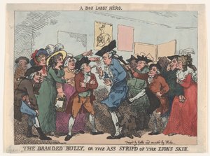 Der gebrandmarkte Tyrann oder der Esel, der des Löwen Haut abstreifte von Thomas Rowlandson