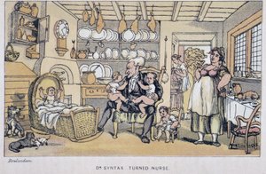 Der Doktor, der Kinder betreut - in „Die drei Reisen des Doktor Syntax: auf der Suche nach dem malerischen Trost und einer Frau“ von William Combe, ill. Rowlandson