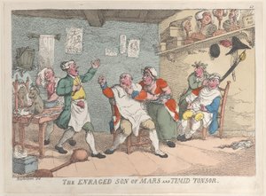Der wütende Sohn des Mars und der ängstliche Tonsor von Thomas Rowlandson