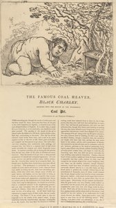 Der berühmte schwarze Kohlenhauer, Schwarzer Charley, schaut in den Mund der wunderbaren Kohlenmine von Thomas Rowlandson