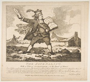 Der Journalist, mit Blick auf Auckinleck oder das Land der Steine, malerische Schönheit, 15. Mai 1786 von Thomas Rowlandson