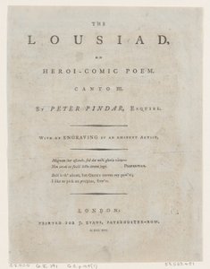 Die Lousiad von Peter Pindar, Frontispiz, 1787 von Thomas Rowlandson