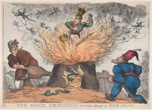 Der Schein-Phönix!!! Oder ein vergeblicher Versuch, wieder aufzustehen, 10. Dezember 1813 von Thomas Rowlandson