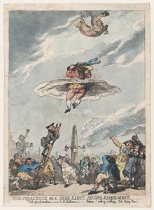 Der Fallschirm oder das zweite Experiment einer weisen Dame, September 1785 von Thomas Rowlandson