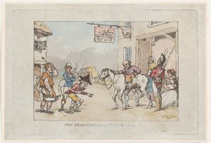 Die Produktion eines Posthauses, 1808 von Thomas Rowlandson