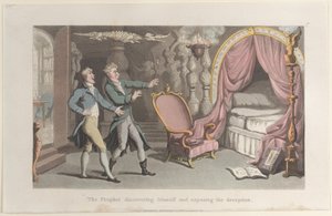 Der Prophet entdeckt sich selbst und entlarvt den Betrug, aus Journal of Sentimental T von Thomas Rowlandson