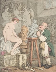 Der Bildhauer (Vorbereitungen für die Akademie, alter Joseph Nollekens und seine Venus) von Thomas Rowlandson