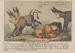 Der kranke Löwe und die Esel, 18. April 1809 von Thomas Rowlandson