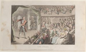 Die Bühne. George Primrose als Horatio, aus Der Pfarrer von Wakefield, 1. Mai 1817 von Thomas Rowlandson