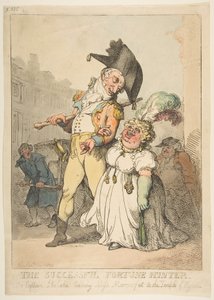 Der erfolgreiche Glücksjäger, oder Captain Shelalee führt Miss Marrowfat zum Tempel von..., 1802 von Thomas Rowlandson