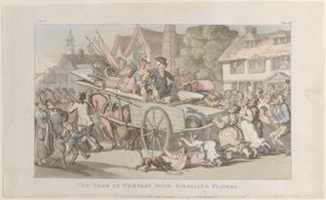 Der Vikar in Gesellschaft mit wandernden Schauspielern, aus Der Vikar von Wakefield, 1. Mai 1817 von Thomas Rowlandson