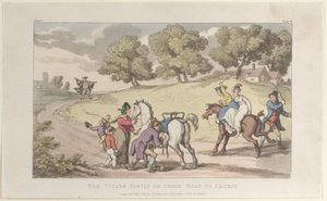 Die Familie des Vikars auf dem Weg zur Kirche, aus Der Vikar von Wakefield, 1. Mai 1817 von Thomas Rowlandson