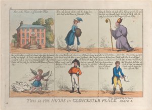 Dies ist das Haus in der Gloucester Place, Platte 1, 26. Mai 1809 von Thomas Rowlandson