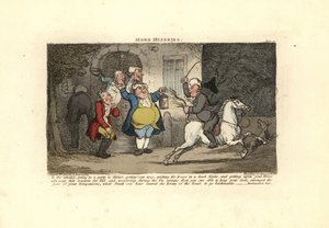 Betrunkener Mann reitet ein Pferd rückwärts von Thomas Rowlandson