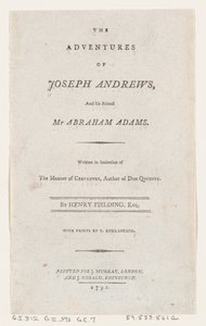 Titelblatt: Die Abenteuer von Joseph Andrews und seinem Freund Mr. Abraham Adams