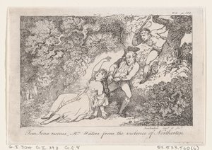 Tom Jones rettet Mrs. Waters vor der Gewalt von Northerton, aus Die Geschichte von Tom Jones, 1792 von Thomas Rowlandson