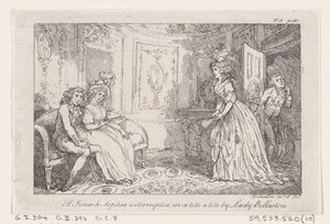 Tom Jones & Sophia unterbrochen in einem tête-à-tête von Lady Bellaston, aus Die Geschichte von Tom Jones, 1792 von Thomas Rowlandson