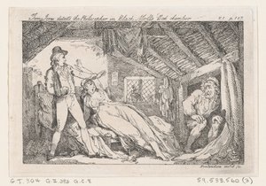 Tom Jones entdeckt den Philosophen im Schlafzimmer von Black Moll, Die Geschichte von Tom Jones, 1792 von Thomas Rowlandson